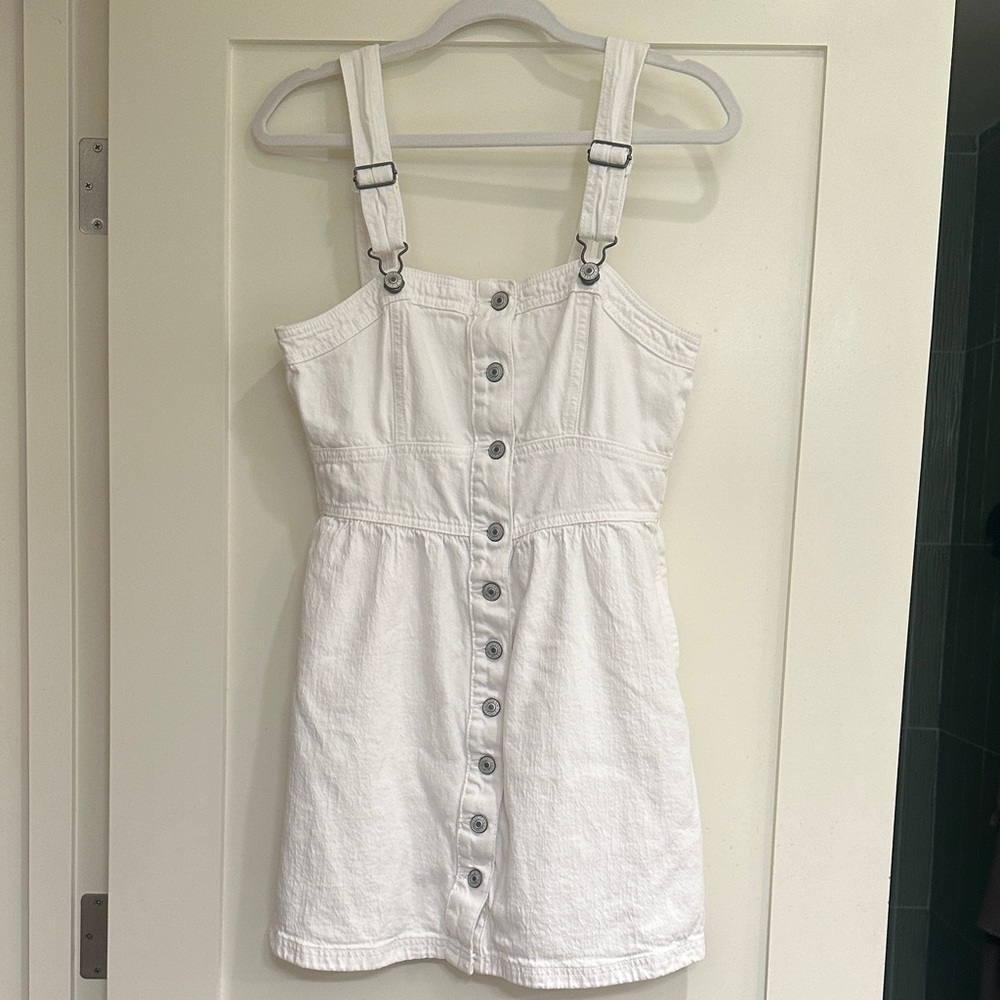 White Denim Overall Dress American Eagle